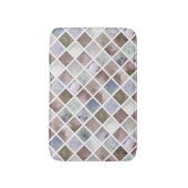 水彩画。ベージュとグレーの正方形。 バスマット (正面縦)