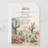 水彩画 メキシコのカクタス砂漠のブライダルシャワー 招待状 (正面)