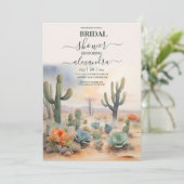 水彩画 メキシコのカクタス 砂漠の ブライズシャワー 招待状 (スタンド正面)