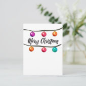 水彩画、メリークリスマス、オーナメントの球 シーズンポストカード (スタンド正面)