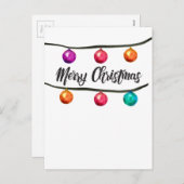 水彩画、メリークリスマス、オーナメントの球 シーズンポストカード (正面/裏面)