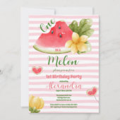 水彩画　メロンに囲まれて　ファーストバースデー 招待状 (正面)