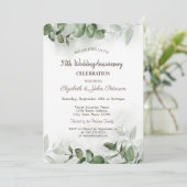 水彩画 ユーカリグリーン 植物 ウェディング アニバーサリー 招待状 (スタンド正面)