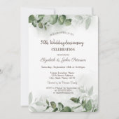 水彩画 ユーカリグリーン 装飾 ウェディング アニバーサリー 招待状 (正面)