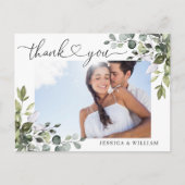 水彩画 ユーカリ ウェディング フォト サンキュー ポストカード (正面)