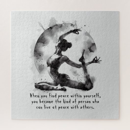 水彩画 ヨガ レイキ 片足の王のハトのポーズ ジグソーパズル (縦)