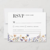 水彩画 ライトブルーの野生の花 ブライダルシャワー 出欠カード (正面)