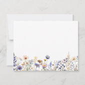 水彩画 ライトブルーの野生の花 ブライダルシャワー 出欠カード (裏面)