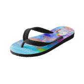 水彩画，，レインボーカラフルユニコーン キッズビーチサンダル (アングル)