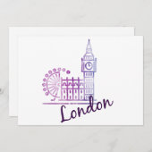 水彩画 ロンドン ビッグベン ホリデー カード - イギリス (正面/裏面)
