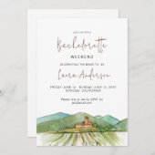 水彩画 ワイナリー ブライズメイド 週末パーティー 招待状 (正面/裏面)