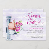 水彩画 ヴァーチャル ブライダル シャワー 郵送 招待状 (正面/裏面)