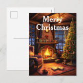 水彩画 ヴィンテージ クリスマス インテリア シーン (正面/裏面)
