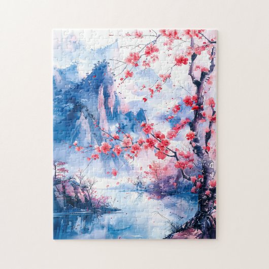 水彩画 中国の山桜 ジグソーパズル (縦)