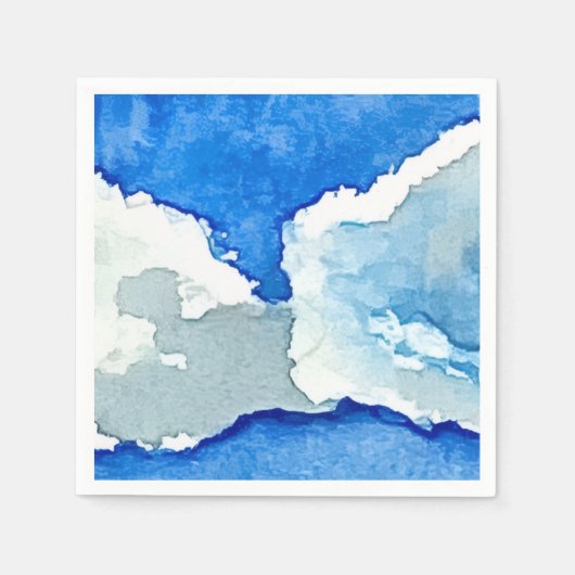 水彩画 二つの雲の絵 スタンダードカクテルナプキン (正面)