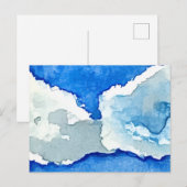 水彩画 二つの雲の絵 ポストカード (正面/裏面)