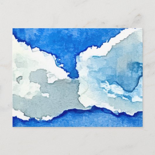 水彩画 二つの雲の絵 ポストカード (正面)