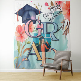 水彩画　卒業 タペストリー