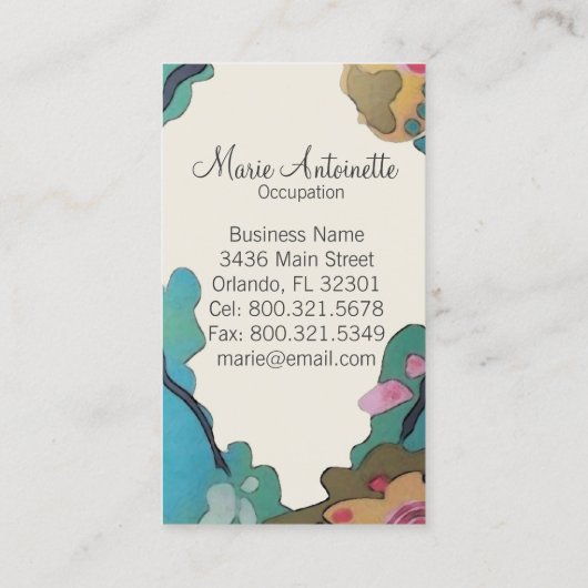 水彩画-名刺の花 名刺 (裏面)