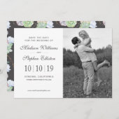 水彩画 | 多肉株と枝 – 日付を保存 セーブザデート (正面/裏面)