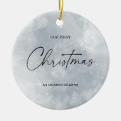 水彩画　孫たちとの初めてのクリスマス セラミックオーナメント (正面)