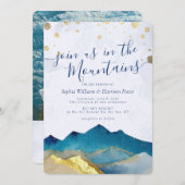 水彩画 山に来て私たちと一緒にお祝いしよう ウェディングフォト 招待状 (正面/裏面)