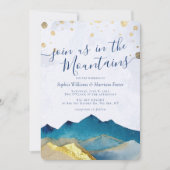 水彩画 山に来て私たちと一緒にお祝いしよう ウェディングフォト 招待状 (正面)