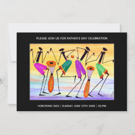 水彩画、幸せを表現する父の日のパーティ 招待状