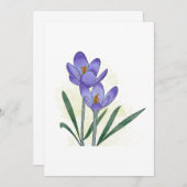 水彩画 手描きのクロッカスの花 招待状 (正面/裏面)