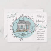 水彩画 新しい家の住所 お引越ししました 案内ポストカード (正面/裏面)