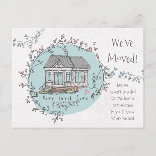 水彩画 新しい家の住所 お引越ししました 案内ポストカード (正面)