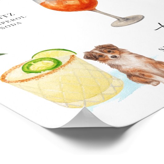 水彩画 |新郎新婦のシグネチャードリンクポスター ポスター (角)