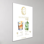 水彩画 |新郎新婦のシグネチャードリンクポスター 箔ポスター (レイダウン)