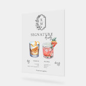 水彩画 |新郎新婦のシグネチャードリンク アクリルサイン (傾斜)