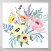 水彩画 春の花 フラワー ブーケ ポスター (正面)