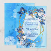 水彩画 月の花 ブライダルシャワー イラスト 招待状 (正面/裏面)