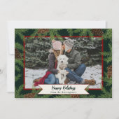 水彩画 松の木 冬の休暇 ワンフォトカード シーズンカード (正面)