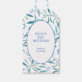 水彩画 植物学的なデザインのスターダビッド バー・バットミツバの儀式 ギフトタグ (正面)