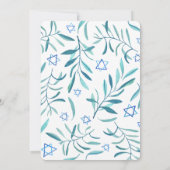 水彩画　植物学的な　スターダビッド　バー・バットミツバ【出産記念】 招待状 (裏面)