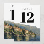 水彩画 湖コモ イタリア テーブルナンバー (正面/裏面)