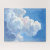 水彩画 白い雲と美しい青空 ジグソーパズル (横)