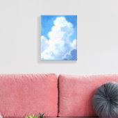 水彩画 白い雲 美しい青空 キャンバスプリント (インサイチュ (リビング))