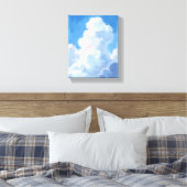 水彩画 白い雲 美しい青空 キャンバスプリント (インサイチュ (寝室))