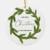 水彩画　祖父母として初めてのクリスマス セラミックオーナメント (正面)