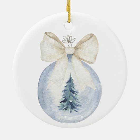 水彩画　私たちの初めての孫とのクリスマス セラミックオーナメント (裏面)
