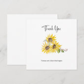 水彩画 秋のひまわり オーダーメイド サンクスカード サンキューカード (正面/裏面)