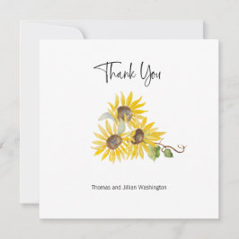 水彩画 秋のひまわり オーダーメイド サンクスカード サンキューカード