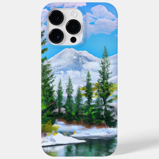 水彩画 自然の冬の雪景色 Case-Mate iPhoneケース (裏面)