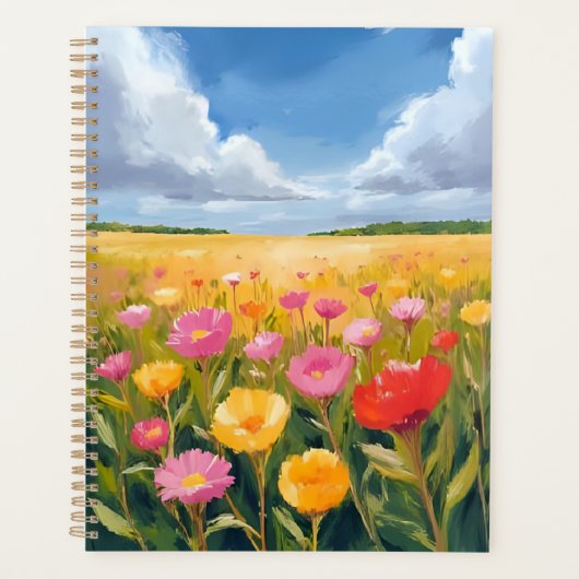 水彩画 花畑の風景画 プランナー手帳 (正面)