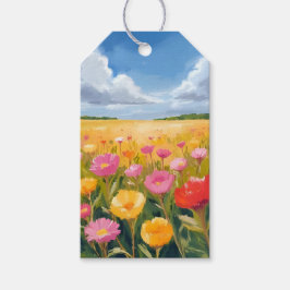 水彩画 花畑の風景 ギフトタグ